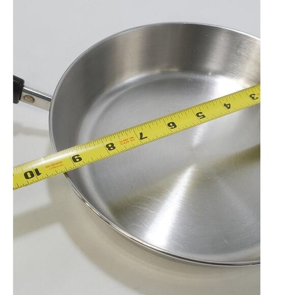 Vintage Revere Ware 1801 Tri-Ply Stainless Steel Disk Bottom 9" Fry Pan No Lid - Picture 3 of 7